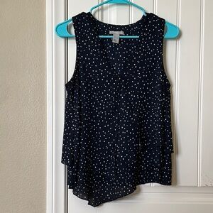 H&M Navy Asymmetrical Tiered Flowy Blouse